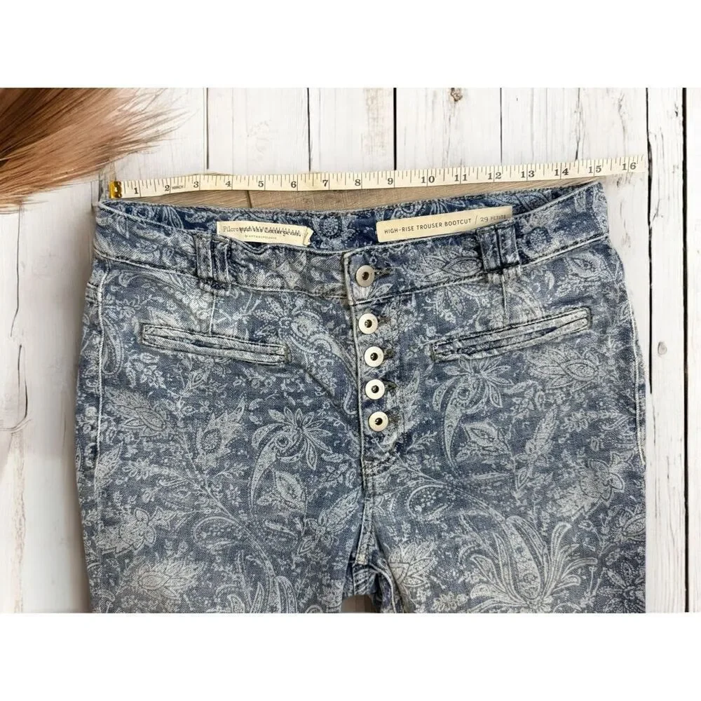 Anthropologie Pilcro Paisley Floral Printed High Rise Trouser Bootcut Buttonfly - Picture 10 of 14